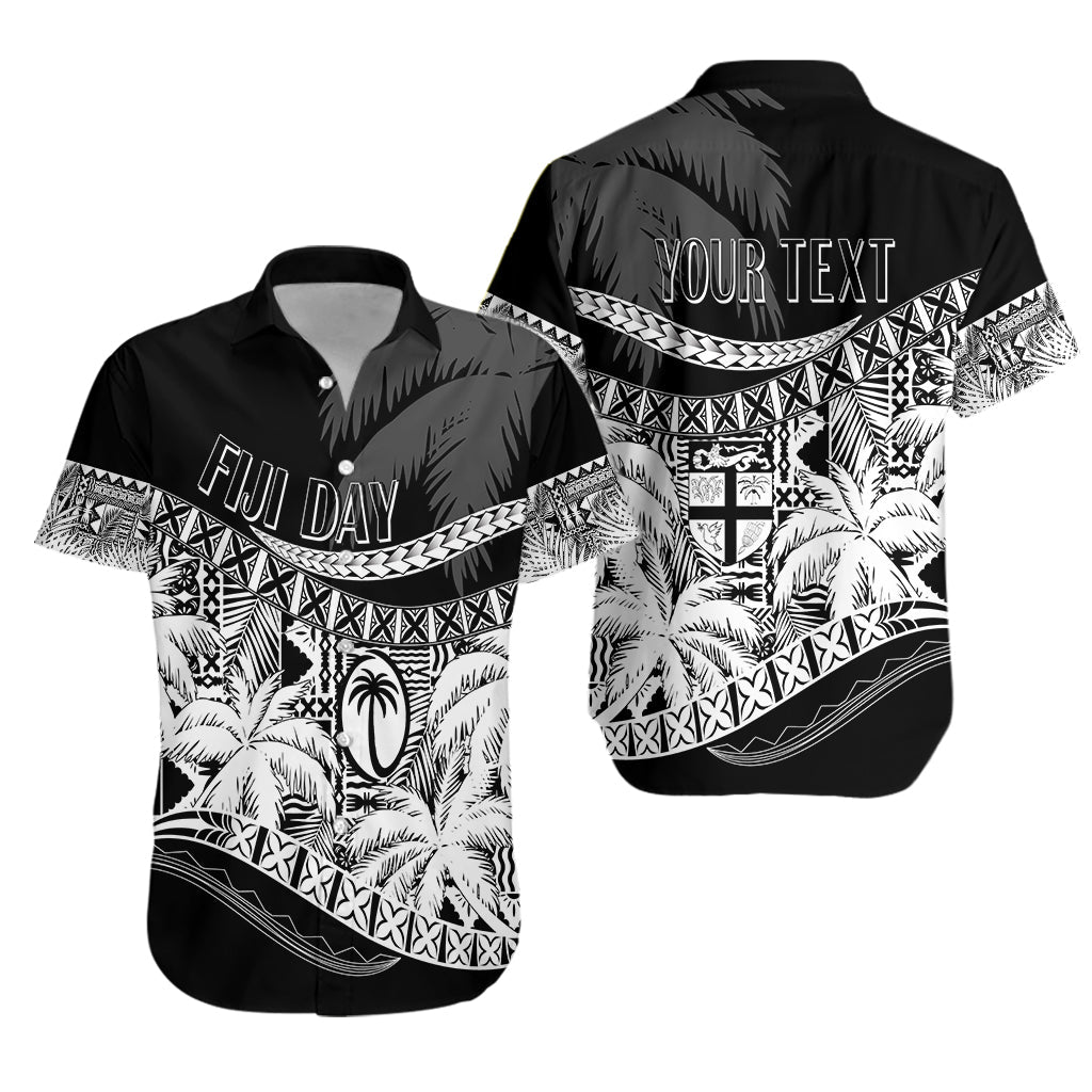 Personalised Fiji Day Hawaiian Shirt Flying Fijians Masi Kesa Style - Black - Wonder Print Shop