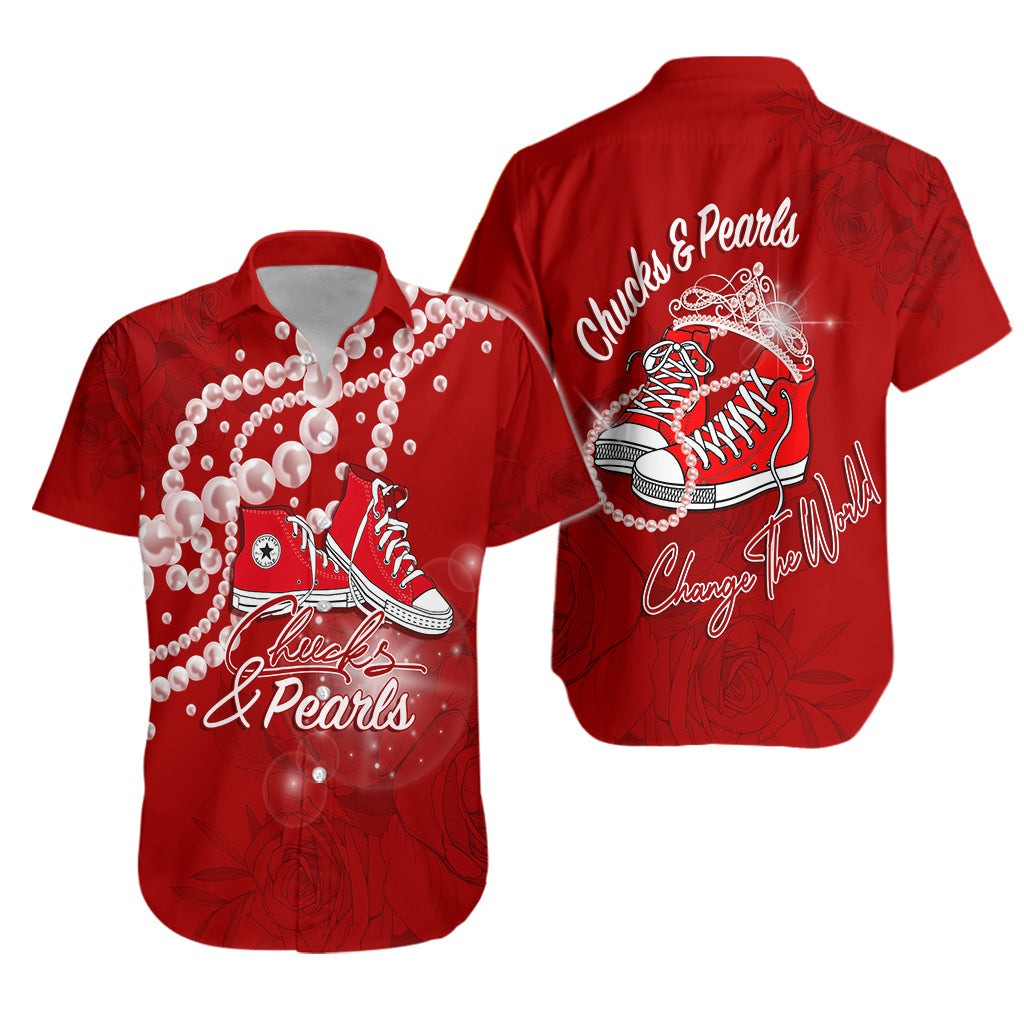 Womxn's History Month Hawaiian Shirt Chucks and Pearls Change The World - Wonder Print Shop