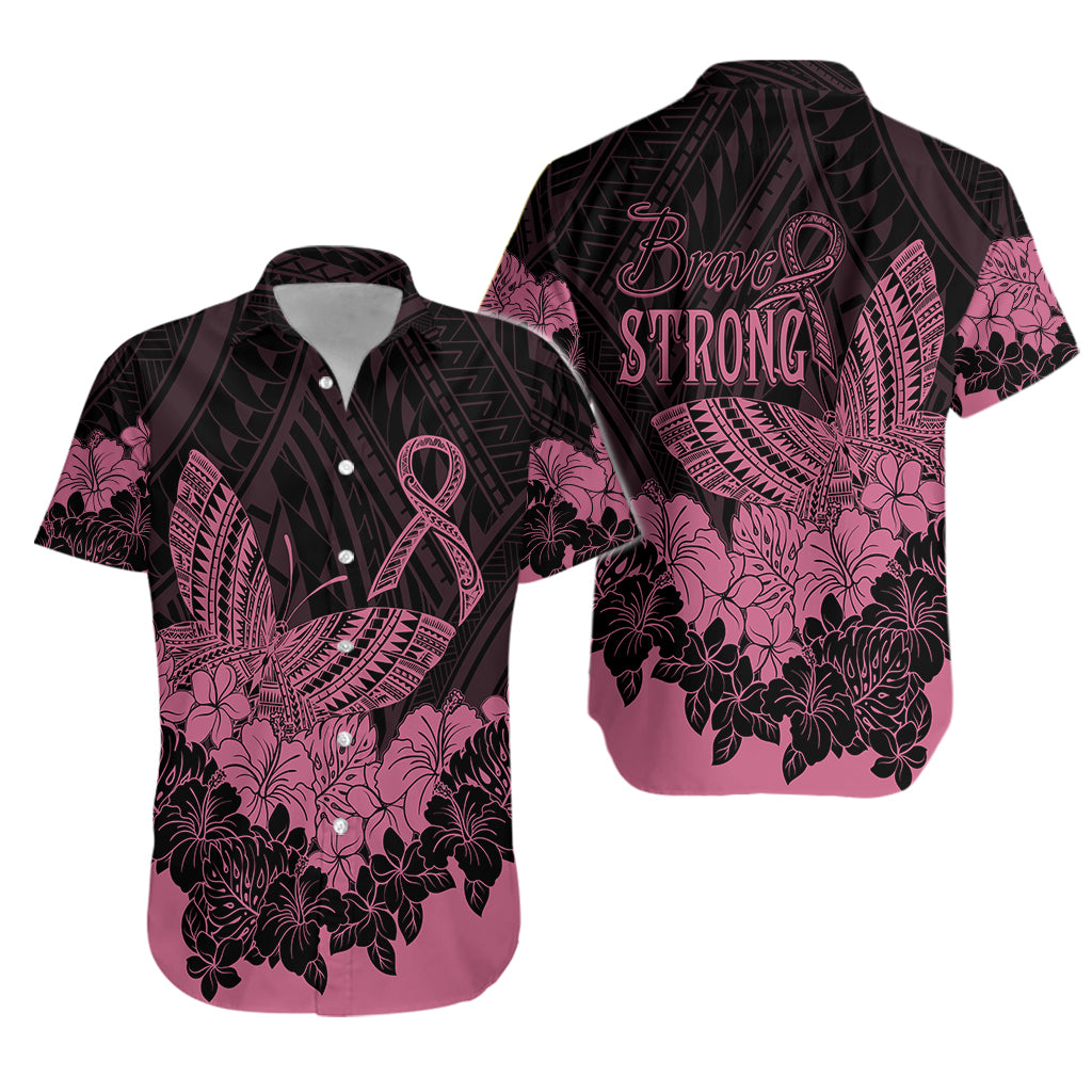 Polynesian Breast Cancer Awareness Hawaiian Shirt Floral Butterfly - Wonder Print Shop