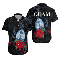 Guam Hawaiian Shirt Polynesian Flowers Version Black LT13 - Wonder Print Shop