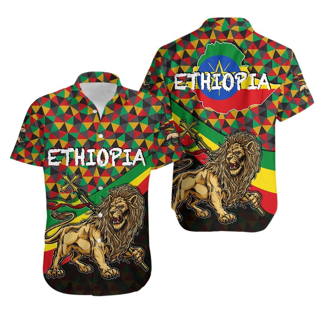 Ethiopia Hawaiian Shirt Lion Of Judah Rasta Patterns LT6 - Wonder Print Shop