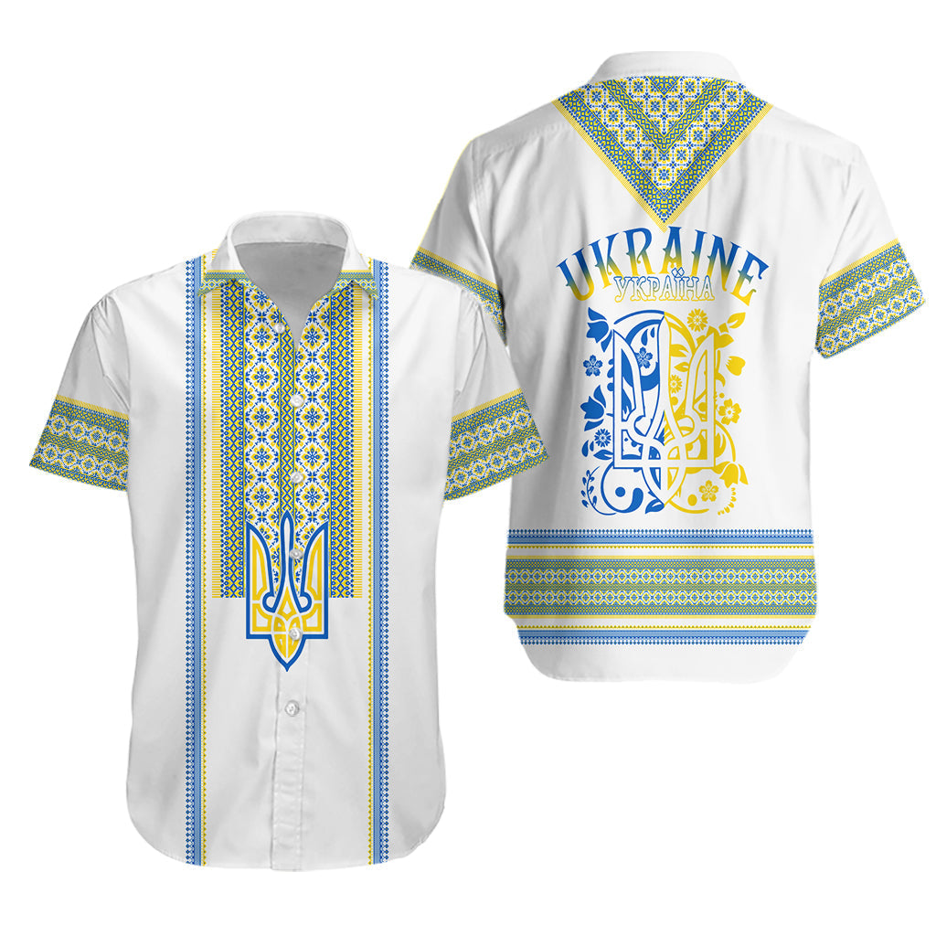 Ukraine Folk Patterns Hawaiian Shirt Unity Day - White - Wonder Print Shop