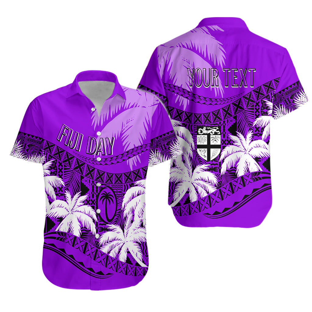 Personalised Fiji Day Hawaiian Shirt Flying Fijians Masi Kesa Style - Violet - Wonder Print Shop
