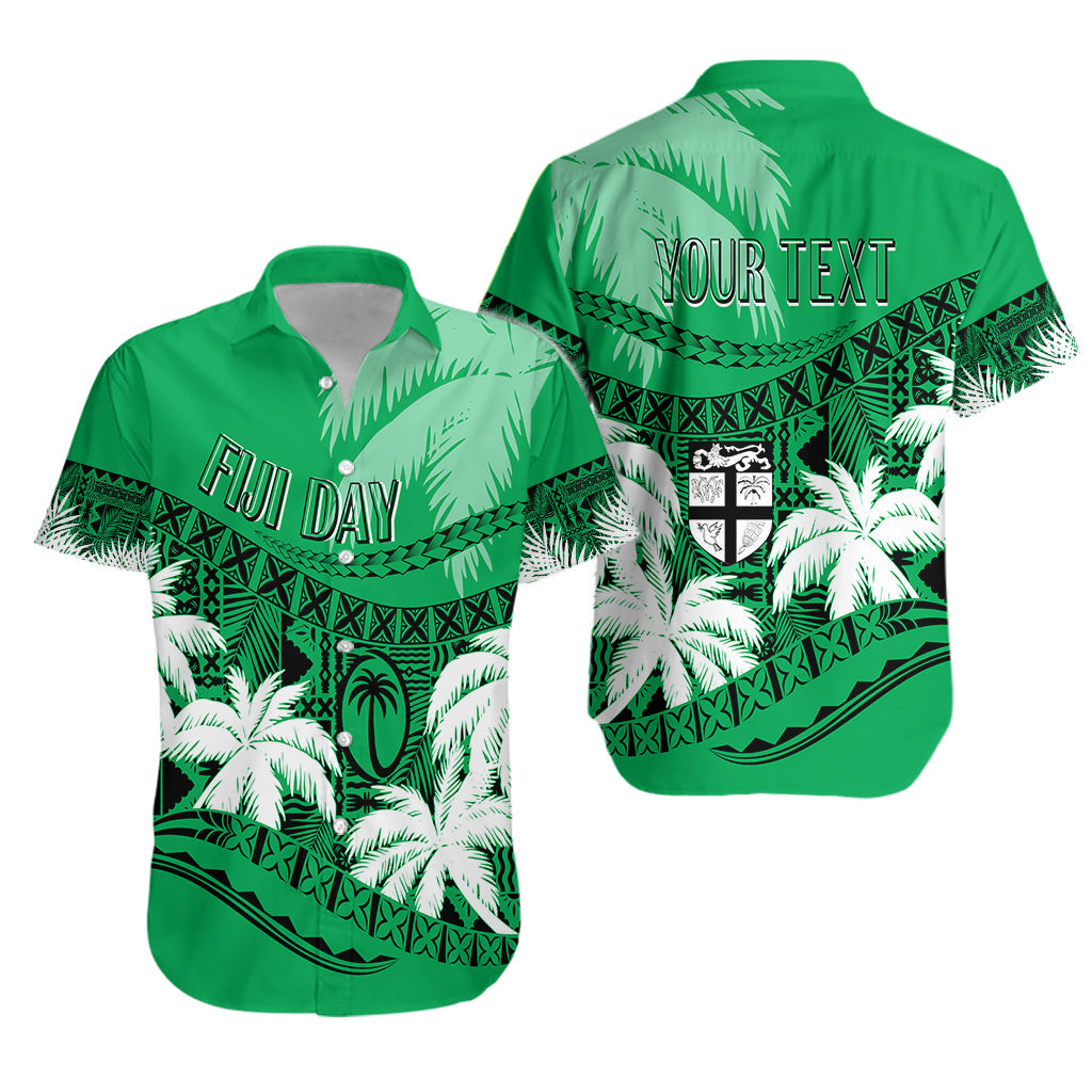 Personalised Fiji Day Hawaiian Shirt Flying Fijians Masi Kesa Style - Green - Wonder Print Shop