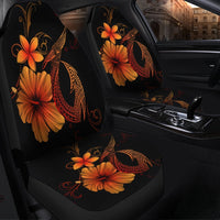 Hawaiian Fish Hook Hibiscus Plumeria Polynesian Car Seat Covers - Orange - Wonder Print Shop