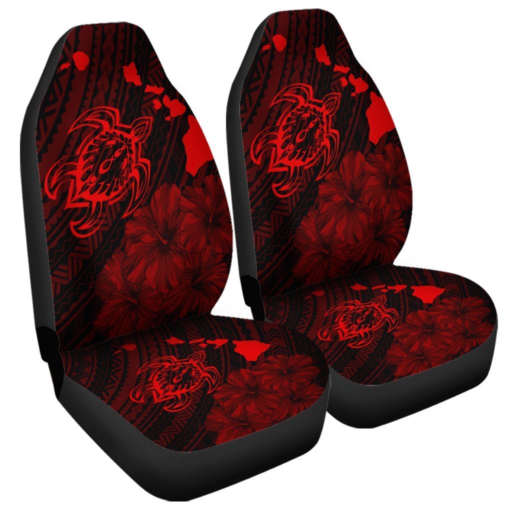 Hawaiian Hibiscus Sea Turtle Swim Polynesian Car Seat Covers - Red - Wonder Print Shop