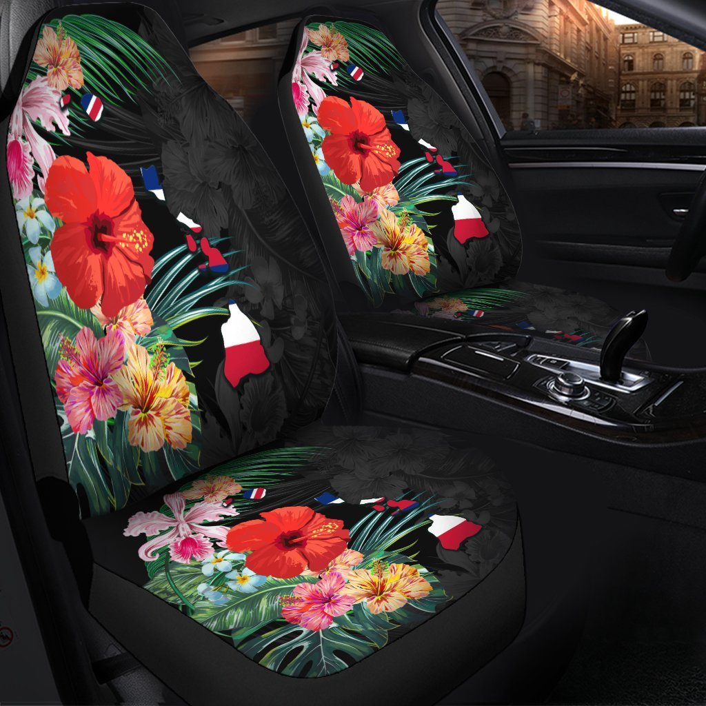 Hawaiian Map Hawaii Flag Hibiscus Polynesian Car Seat Covers - Wonder Print Shop