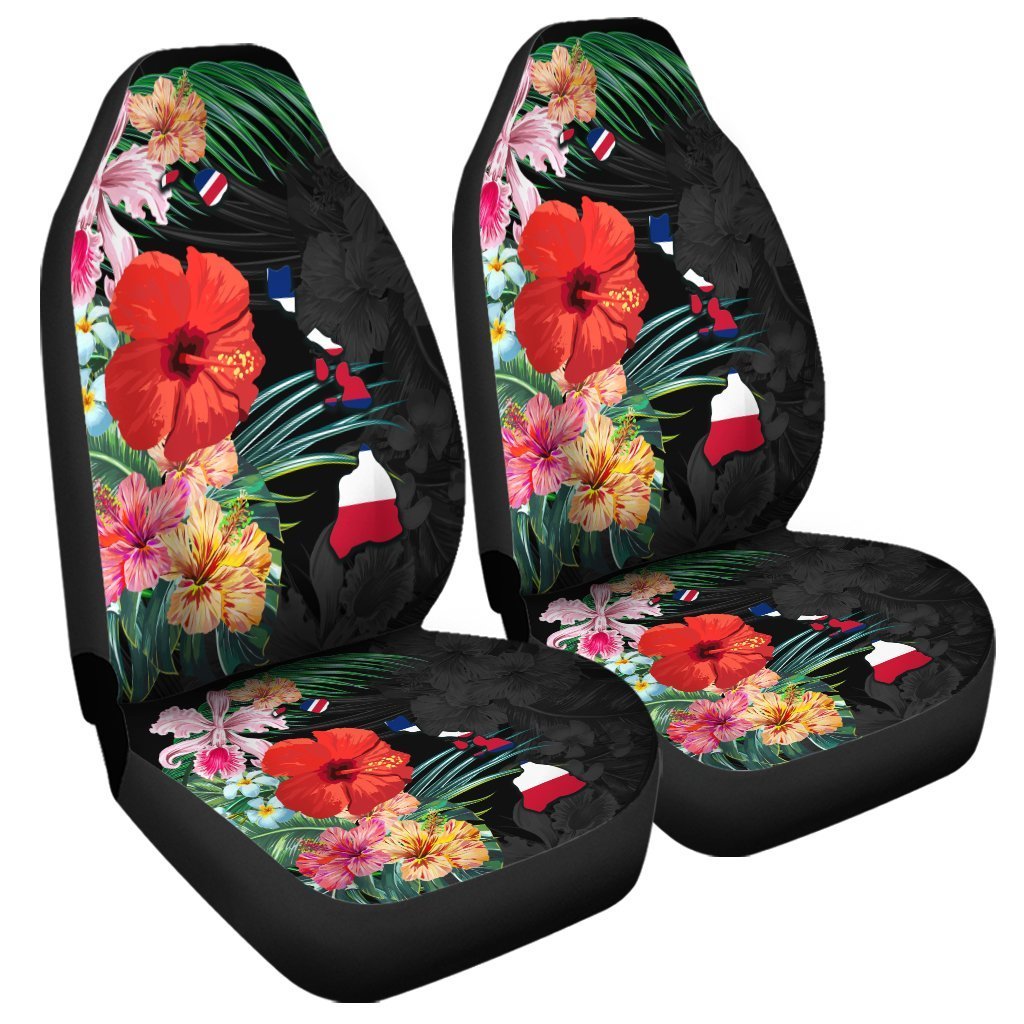 Hawaiian Map Hawaii Flag Hibiscus Polynesian Car Seat Covers - Wonder Print Shop