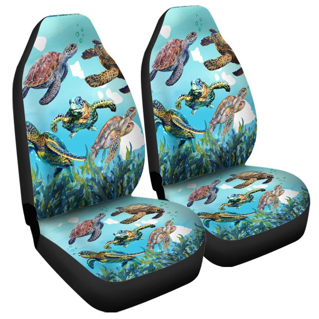 Hawaiian Map Sea Turtles Ocean Polynesian Car Seat Covers - Wonder Print Shop