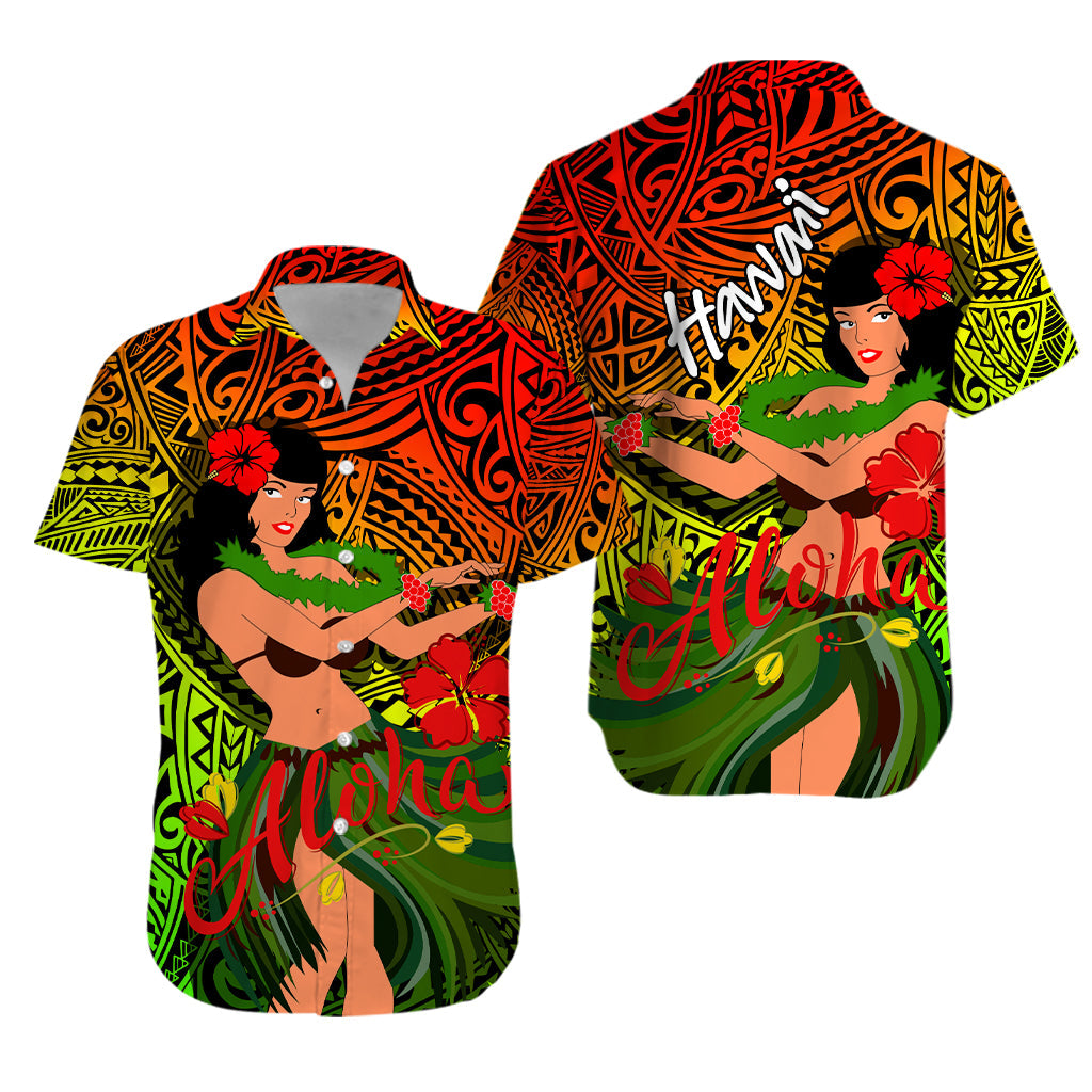 Hawaii Hula Girl Reggae Hawaiian Shirt LT2 - Wonder Print Shop