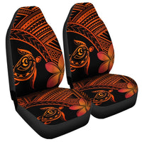 Hawaiian Turtle Plumeria Kakau Polynesian Quilt Car Seat Covers Neo Orange - Wonder Print Shop