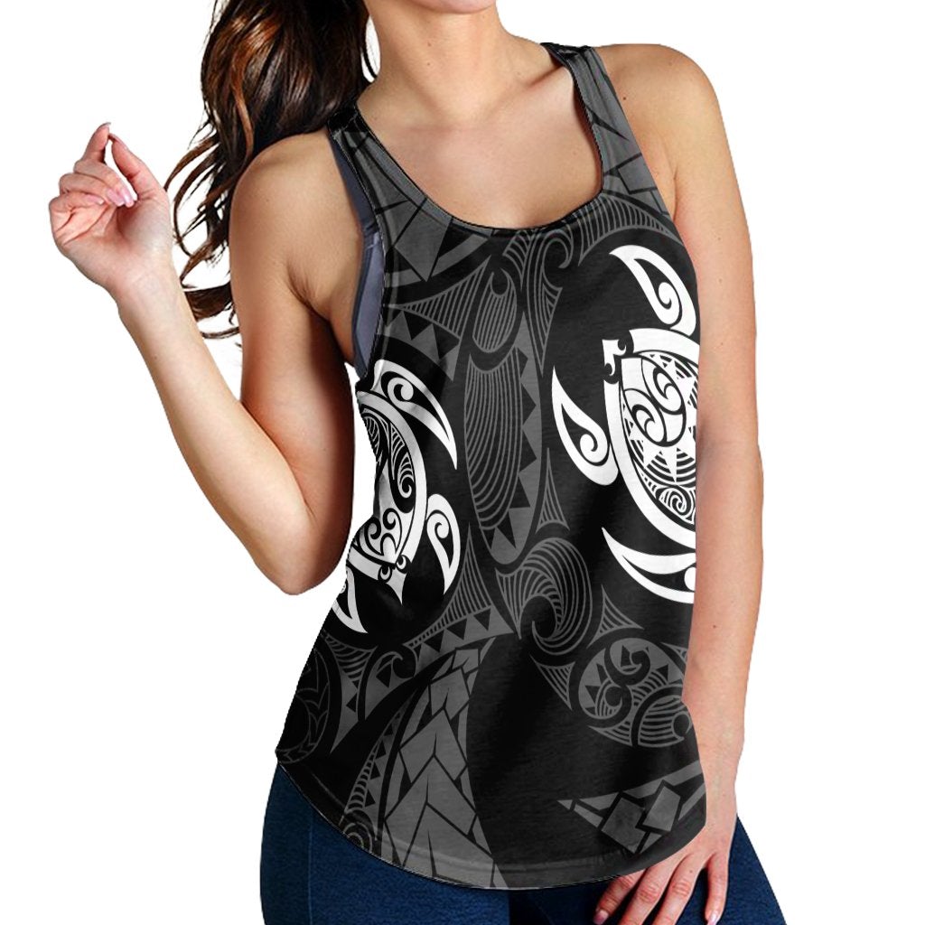 Hawaiian Two Turtle Polynesian Racerback Tank White - Wonder Print Shop