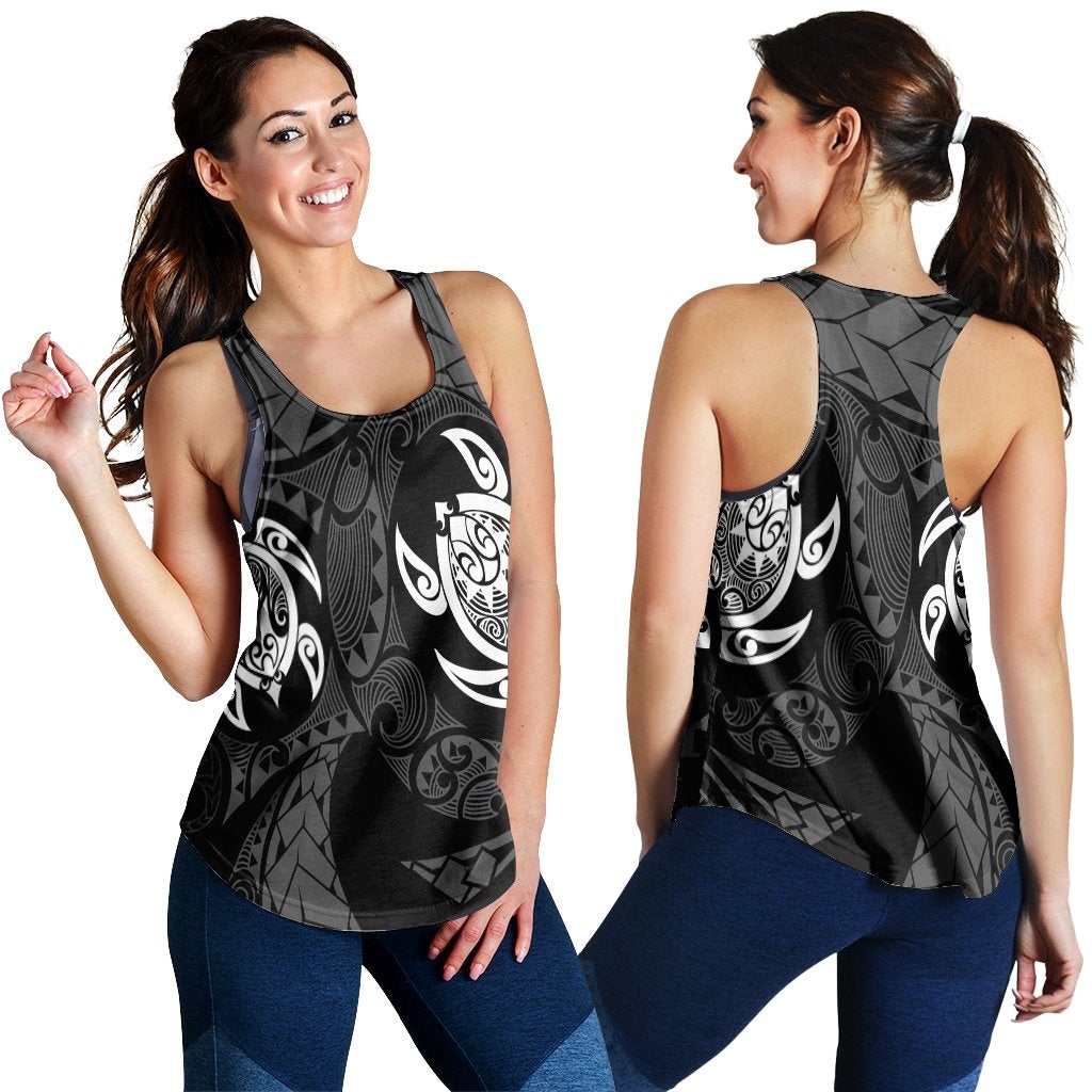 Hawaiian Two Turtle Polynesian Racerback Tank White - Wonder Print Shop