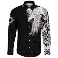 Viking Long Sleeve Button Shirt Mystical Raven Tattoo Special RLT12 - Wonder Print Shop