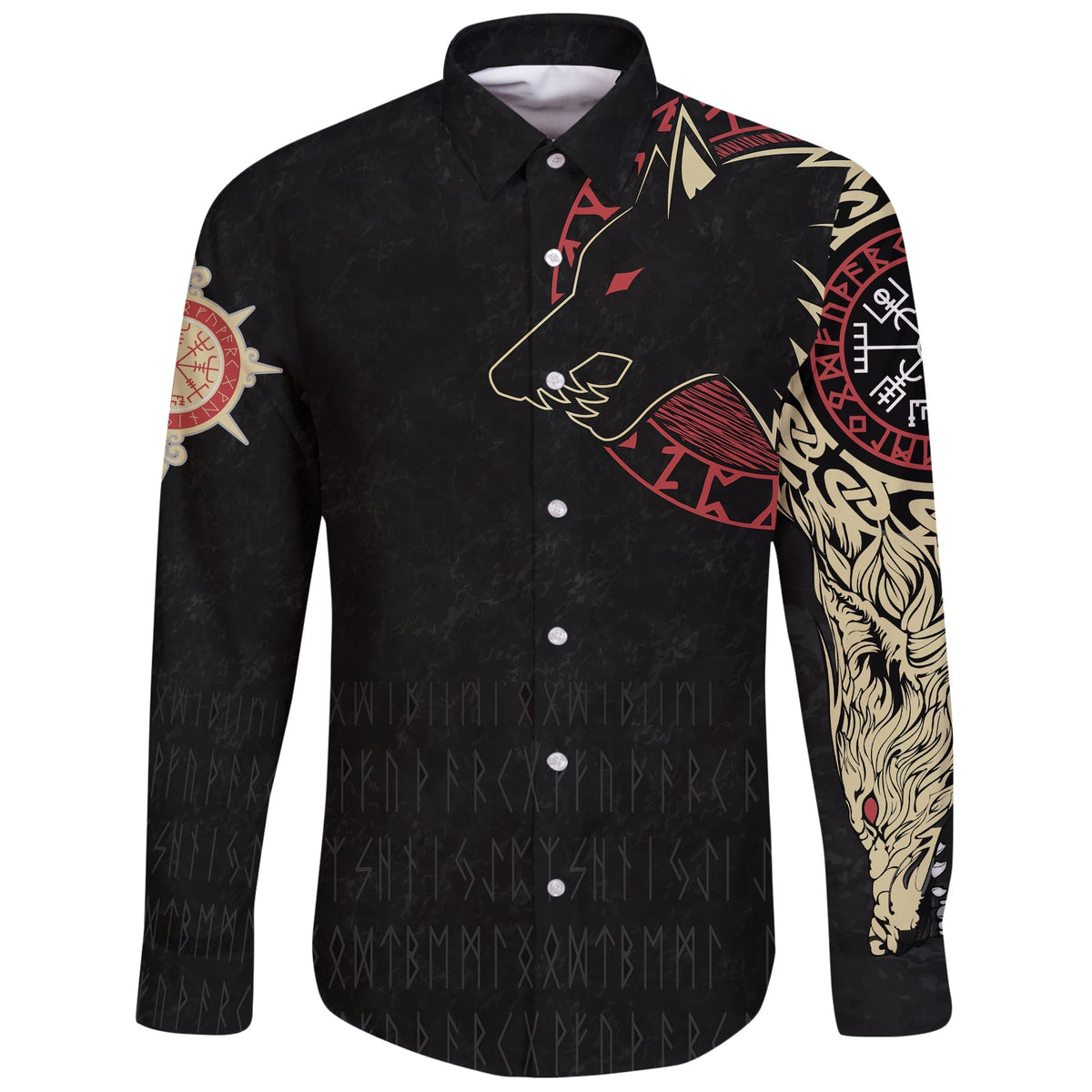 Viking Long Sleeve Button Shirt Norse Wolf RLT12 - Wonder Print Shop
