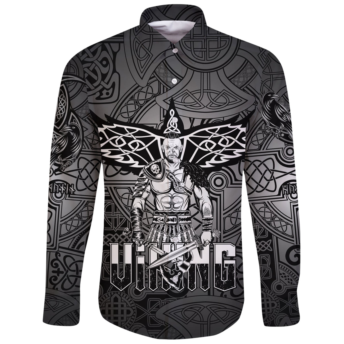 Viking Long Sleeve Button Shirt Celtic Warrior RLT12 - Wonder Print Shop