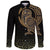 Viking Long Sleeve Button Shirt Owl Celtic On Triskele Background RLT12 - Wonder Print Shop