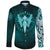 Viking Long Sleeve Button Shirt Cyan Spear Of The God Odin Gungnir and Two Cyan Ravens Style RLT12 - Wonder Print Shop