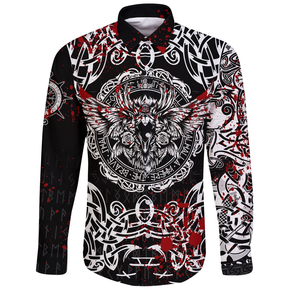 Viking Long Sleeve Button Shirt, Raven Blood RLT12 - Wonder Print Shop