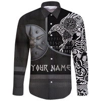(Custom) Viking Long Sleeve Button Shirt Armor - Raven Tattoo RLT12 - Wonder Print Shop