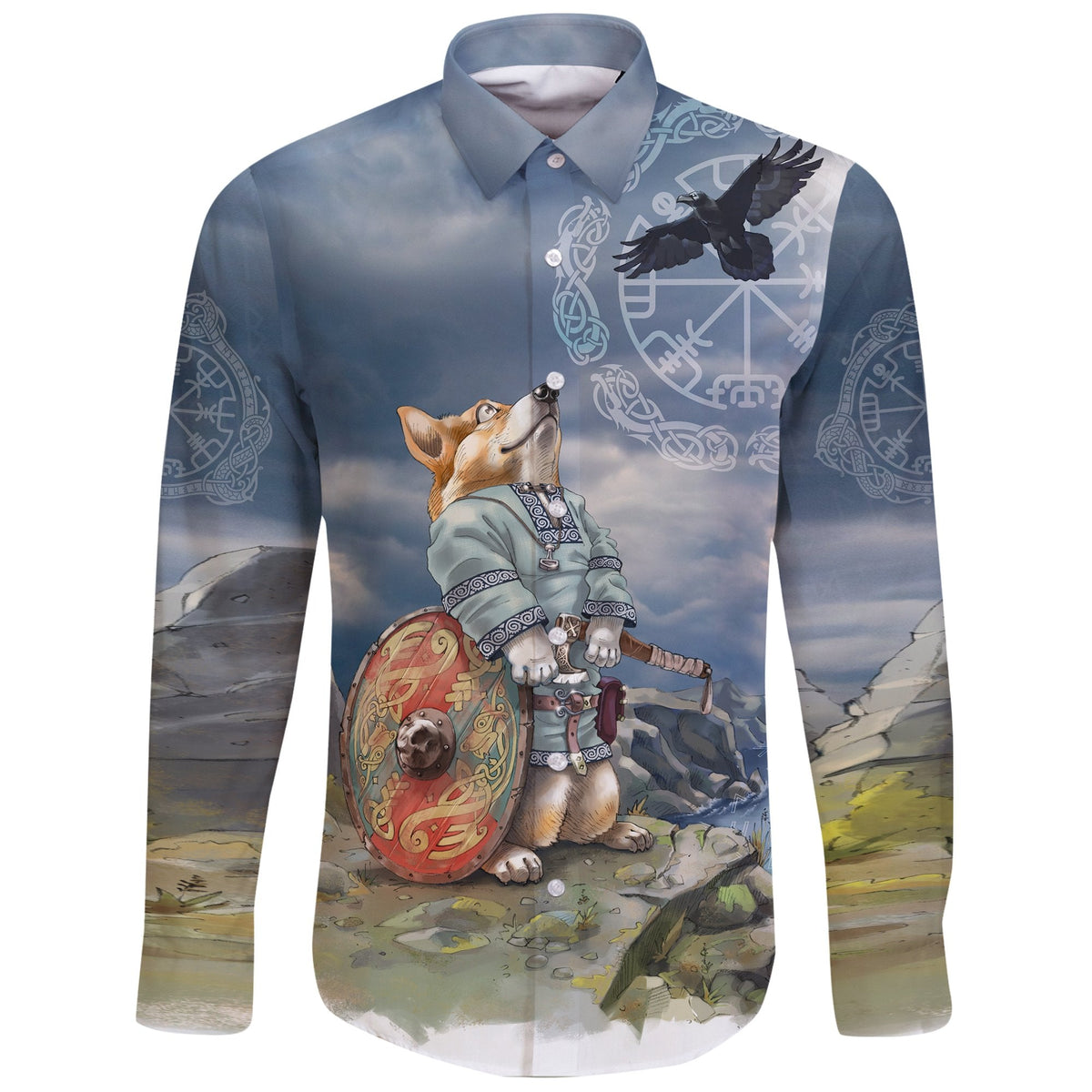 Viking Long Sleeve Button Shirt, Corgi RLT12 - Wonder Print Shop