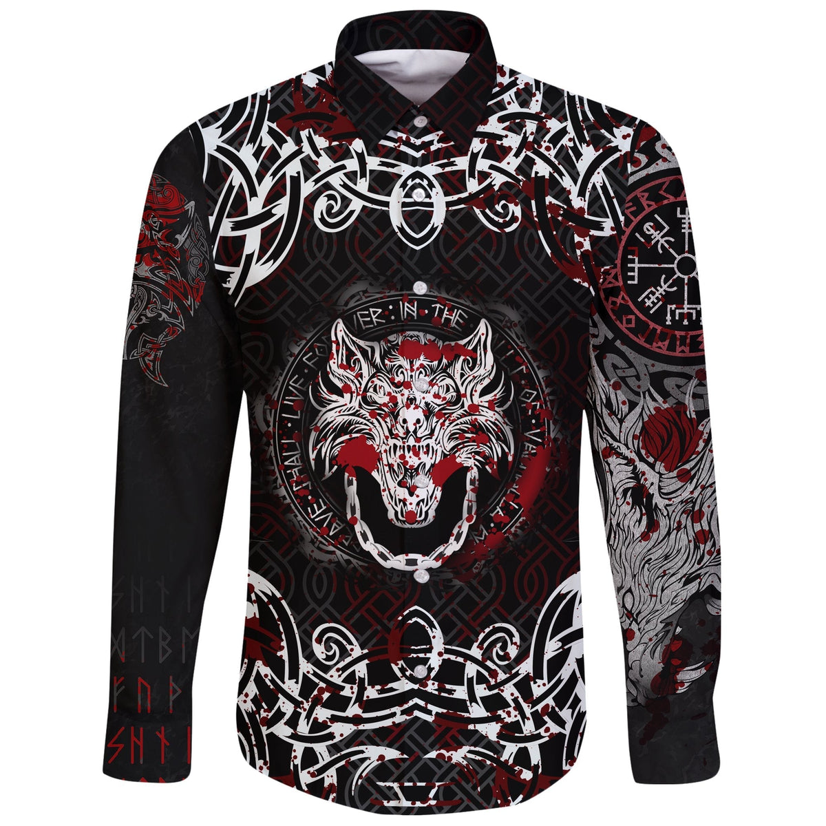 Viking Long Sleeve Button Shirt Fenrir Viking Blood 3D RLT12 - Wonder Print Shop
