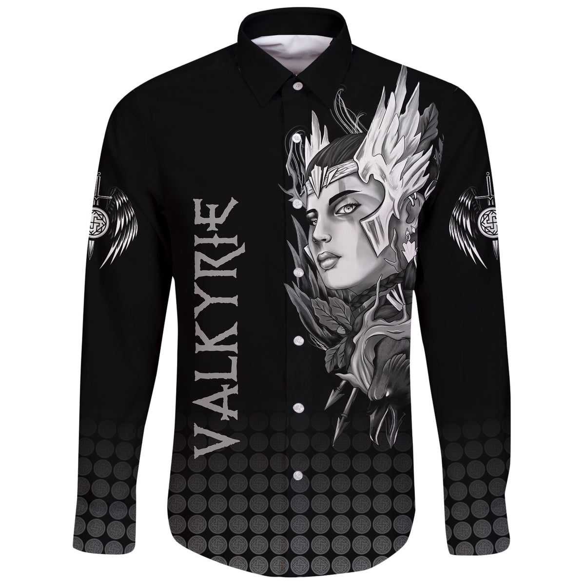 Viking Long Sleeve Button Shirt Valkyrie RLT12 - Wonder Print Shop