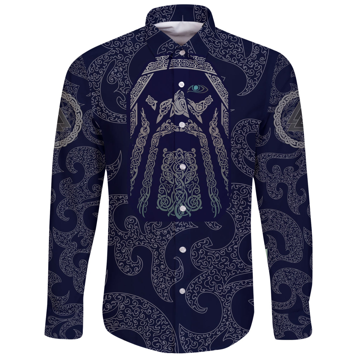 Viking Long Sleeve Button Shirt Odin God Tattoo RLT12 - Wonder Print Shop