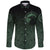 Viking Long Sleeve Button Shirt, Ethnic Odin Raven Green RLT12 - Wonder Print Shop