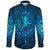 Viking Long Sleeve Button Shirt Raven Odin Celtic Cyan RLT12 - Wonder Print Shop