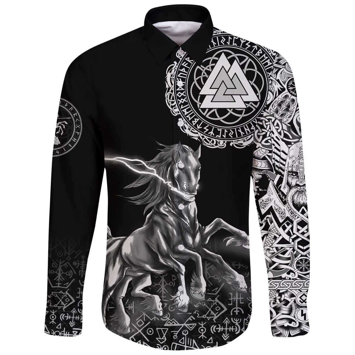 Viking Long Sleeve Button Shirt Sleipnir Odin RLT12 - Wonder Print Shop