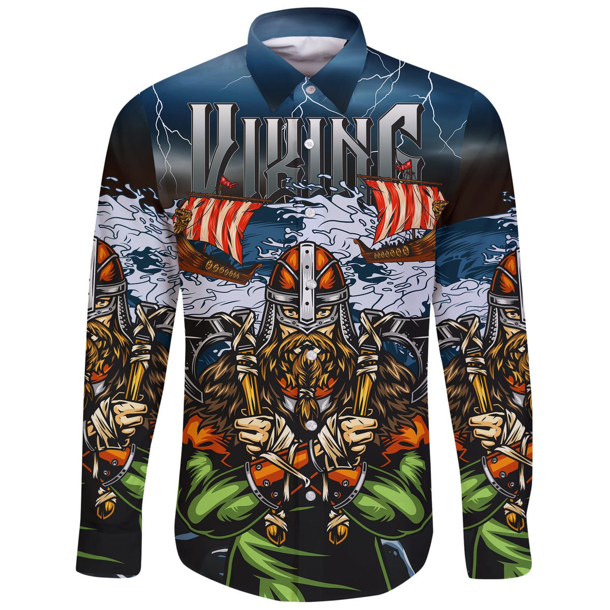 Viking Long Sleeve Button Shirt 3D Odin RLT12 - Wonder Print Shop