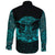 Viking Long Sleeve Button Shirt Raven Mjolnir Yggdrasil Cyan RLT12 - Wonder Print Shop