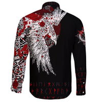 Custom Viking Long Sleeve Button Shirt - Mystical Raven Tattoo Blood RLT12 - Wonder Print Shop