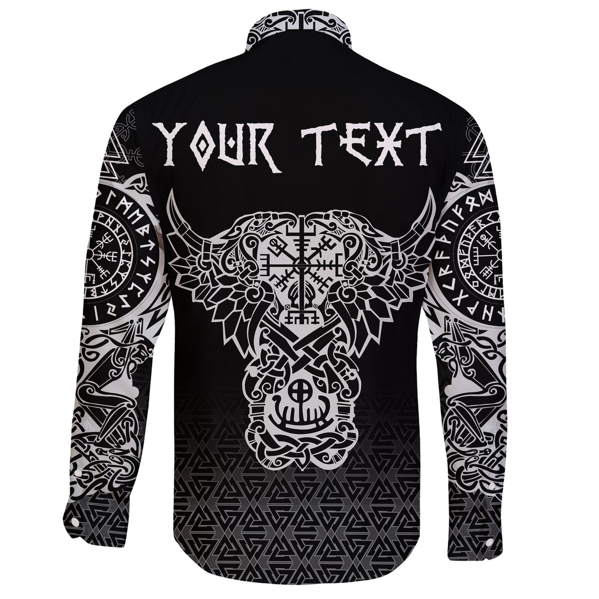 (Custom) Viking Long Sleeve Button Shirt - Odin And Raven Tattoo RLT12 - Wonder Print Shop