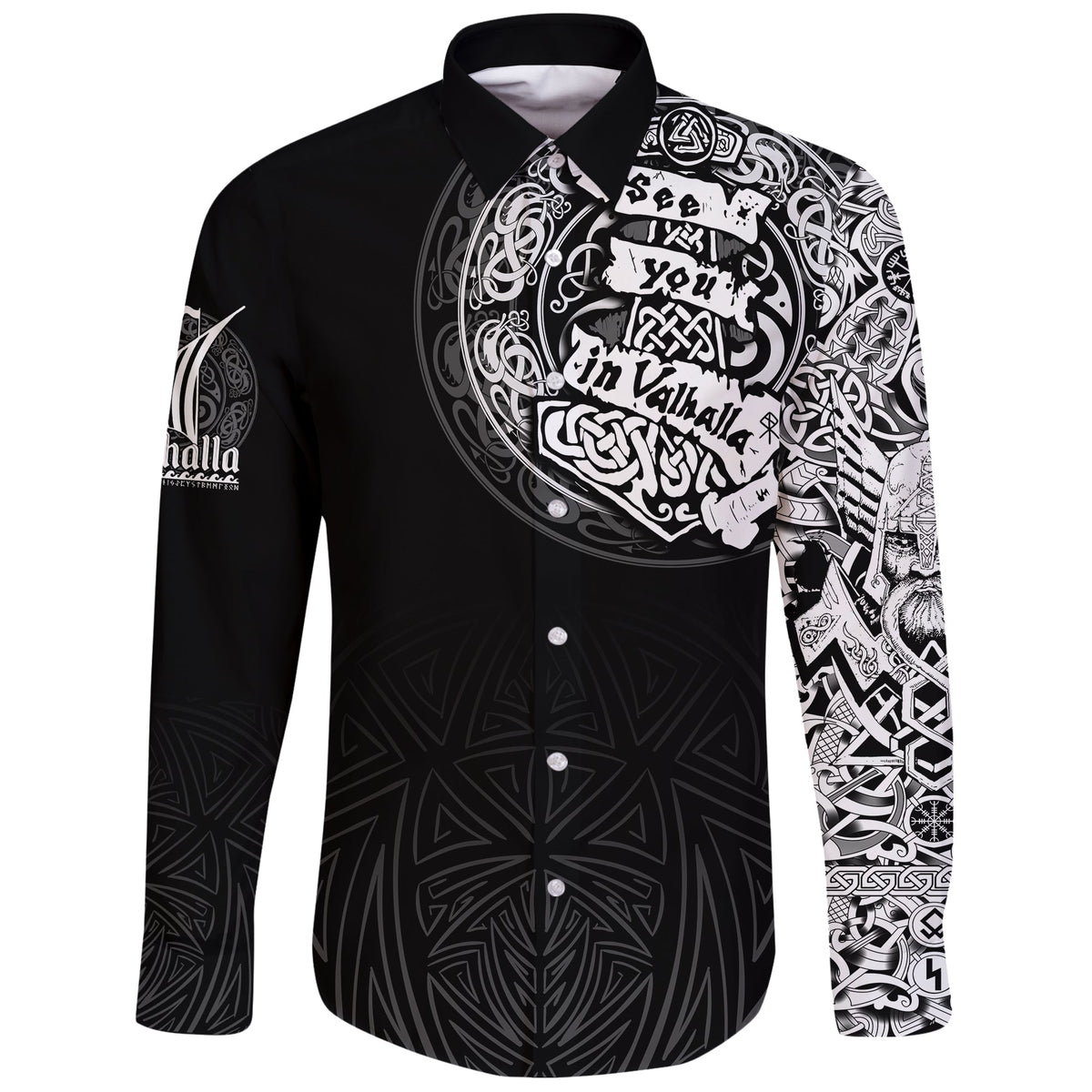 Viking Long Sleeve Button Shirt See You In Valhalla RLT12 - Wonder Print Shop