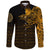 Viking Long Sleeve Button Shirt The Raven Of Odin Rune, Gold RLT12 - Wonder Print Shop