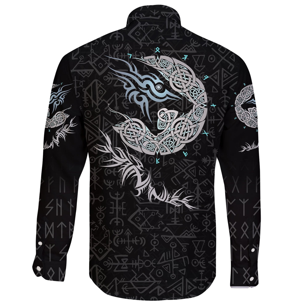 Viking Fenrir Wolf Long Sleeve Button Shirt RLT12 - Wonder Print Shop