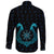 Viking Long Sleeve Button Shirt, Aegishjalmur Helm Of Awe Blue Edition RLT12 - Wonder Print Shop