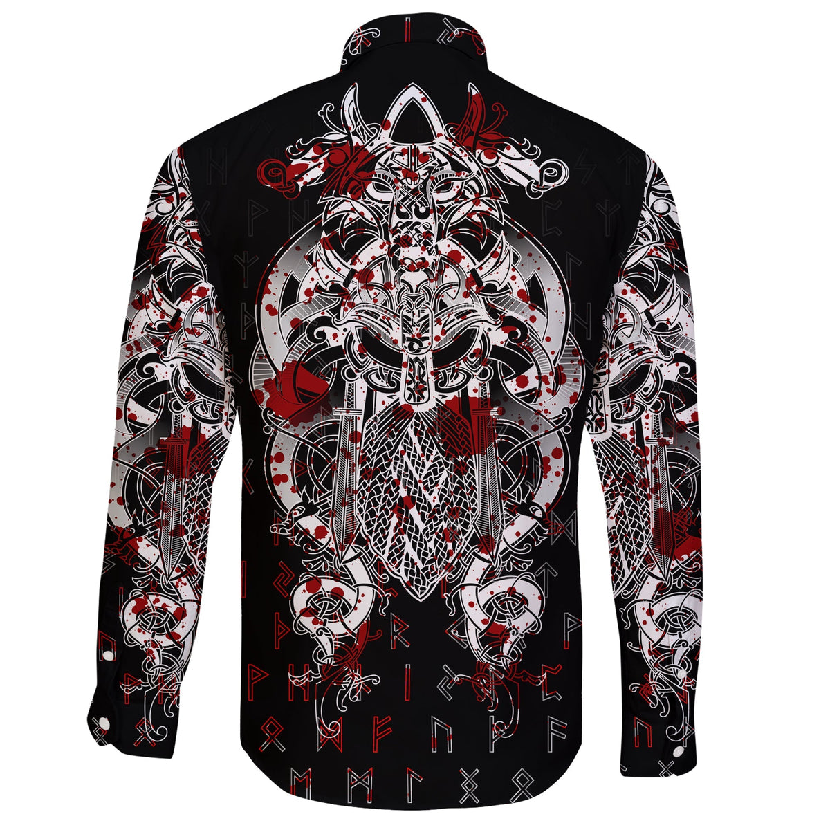 Viking Tyr Tattoo Blood Long Sleeve Button Shirt RLT12 - Wonder Print Shop