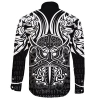 Viking Long Sleeve Button Shirt Njord and Dragon Tattoo RLT12 - Wonder Print Shop
