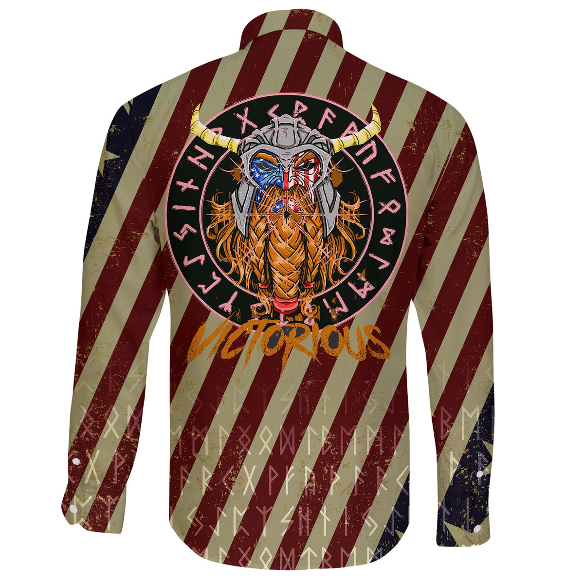 (Custom) Viking Long Sleeve Button Shirt - American Warrior Victorious RLT12 - Wonder Print Shop