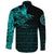 Viking Long Sleeve Button Shirt The Raven Of Odin Rune Cyan RLT12 - Wonder Print Shop