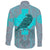 Viking Long Sleeve Button Shirt Odin's Celtic Raven Scandinavian Tattoo Style Cyan RLT12 - Wonder Print Shop
