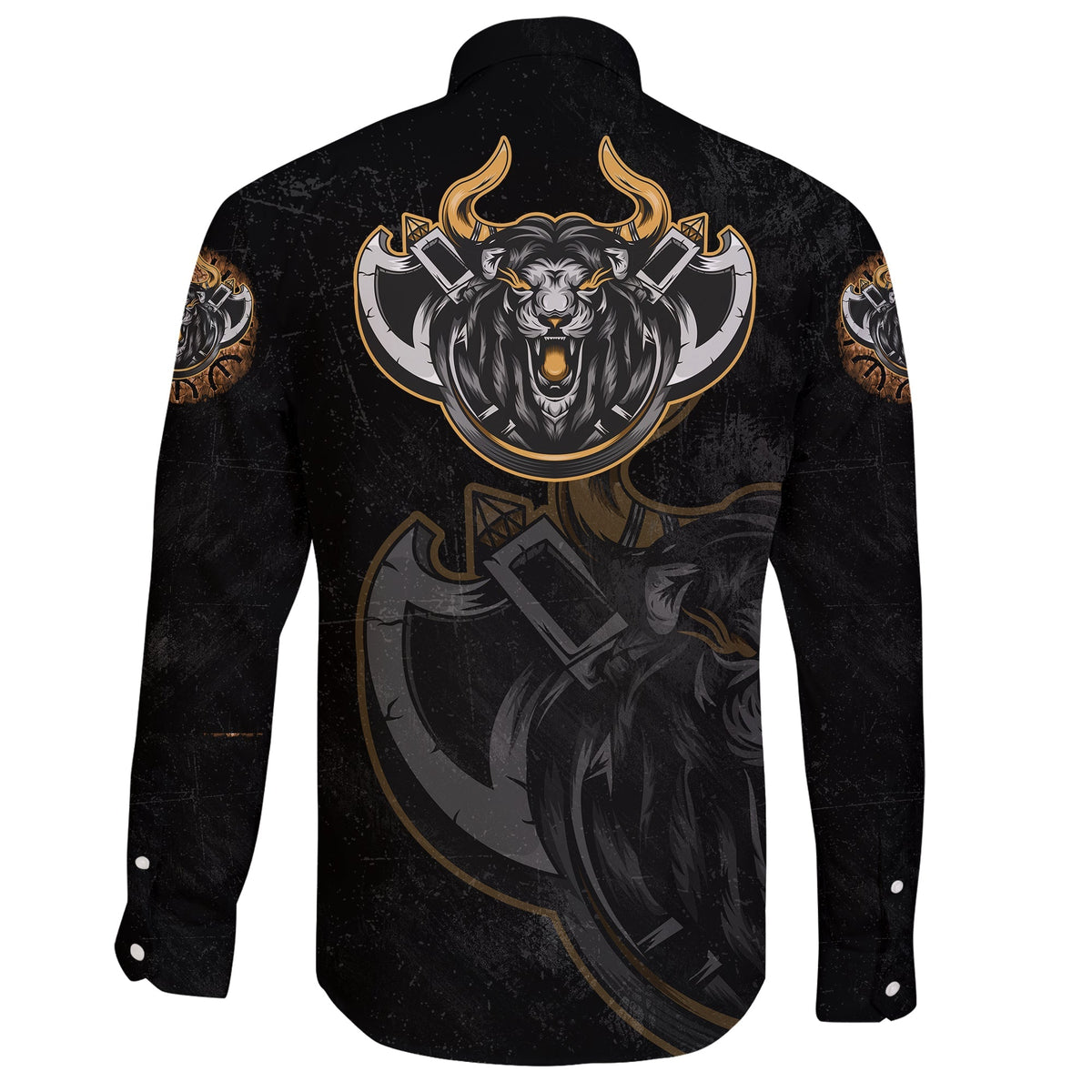 (Custom) Viking Long Sleeve Button Shirt - Viking Lion RLT12 - Wonder Print Shop