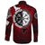 Viking Long Sleeve Button Shirt Raven Of Odin and Symbol Viking On Blood Background RLT12 - Wonder Print Shop