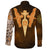 Viking Long Sleeve Button Shirt Gold Spear Of The God Odin Gungnir and Two Gold Ravens RLT12 - Wonder Print Shop