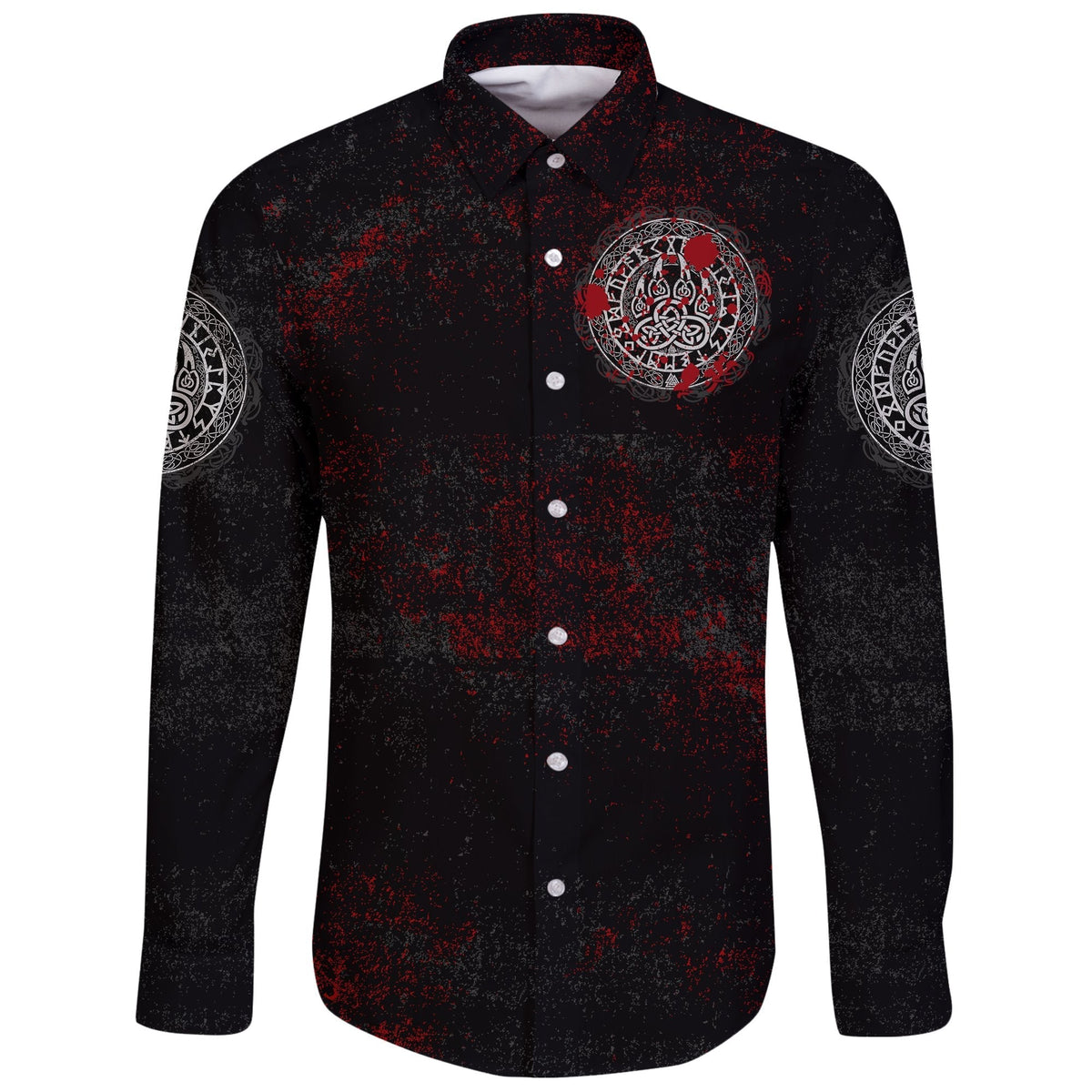 Viking Long Sleeve Button Shirt Viking Bear Claws Blood Tattoo RLT12 - Wonder Print Shop