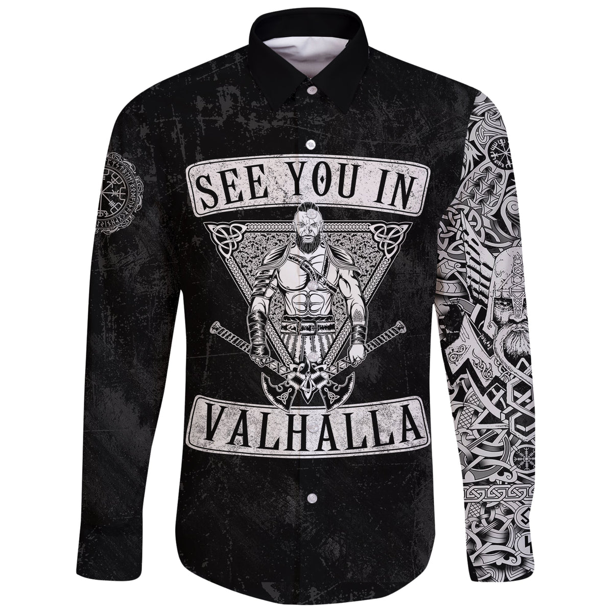 Viking Long Sleeve Button Shirt See You In Valhalla RLT12 - Wonder Print Shop
