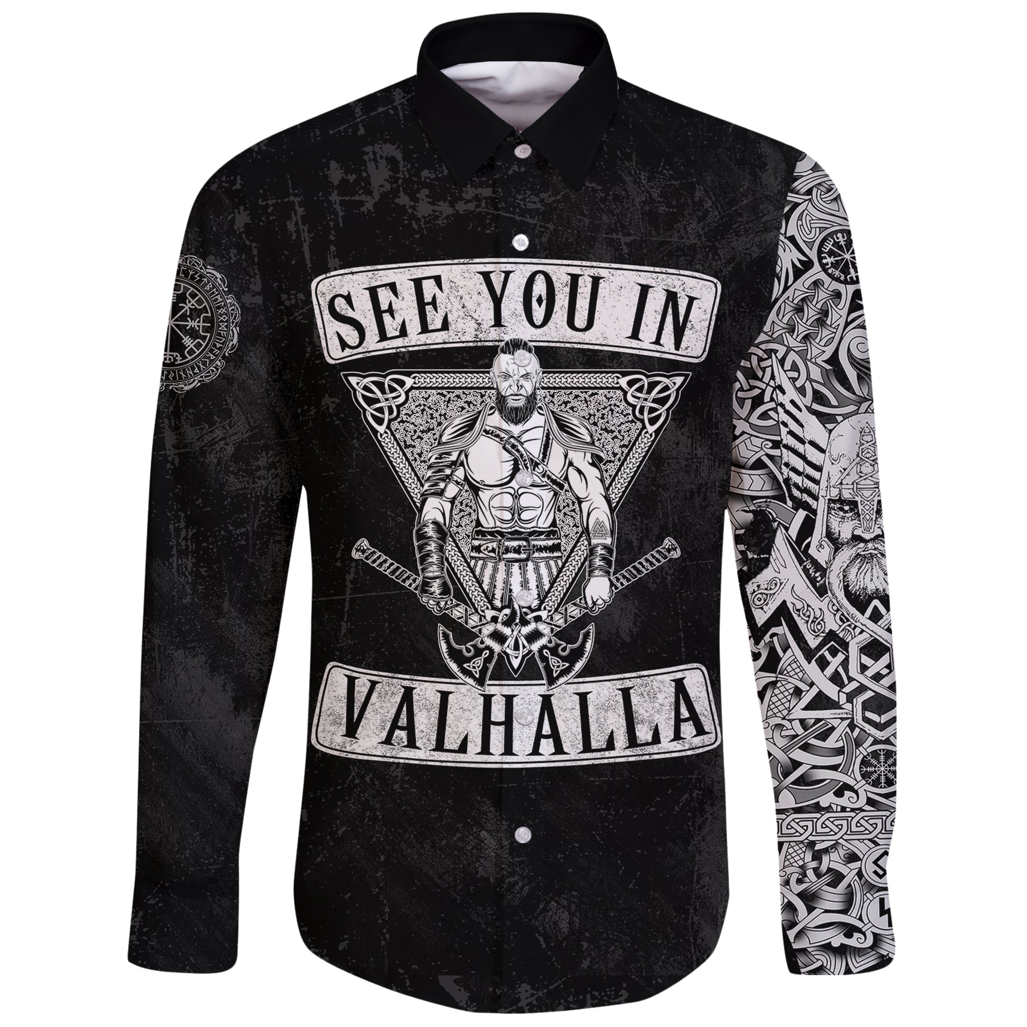 Viking Long Sleeve Button Shirt See You In Valhalla RLT12 - Wonder Print Shop